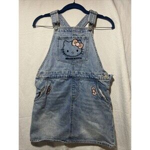 Sanrio Hello Kitty Girls Sz 10 Denim Light Blue Overall Dress